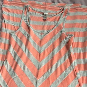 No Boundaries Coral and Light Gray Striped Tank